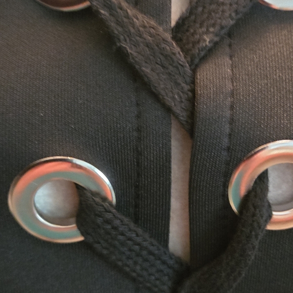 Sheilay Black Lace-Up Grommet Front Long Sleeve Mini Dress Women’s M Whimsigoth - Picture 6 of 12